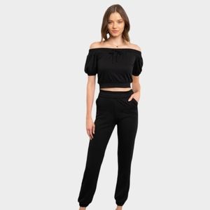 Off The Shoulder Jogger Set